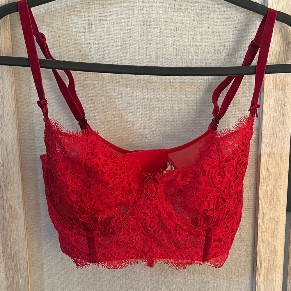 Victoria's Secret Scarlet Lace Bralette, Dream Angels Push Up without Padding